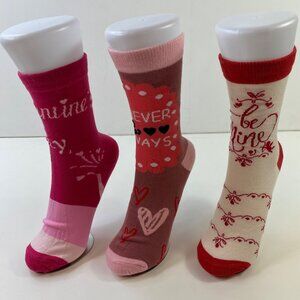 Valentine’s Day Fun Women’s Crew Socks 3-Pack Pink Red White Gifts Hearts Love
